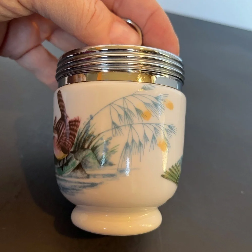 Royal Worcester Porcelain Large Egg Coddler- Birds